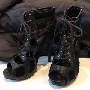 Sexy lace up, open toe ankle stiletto by Scene